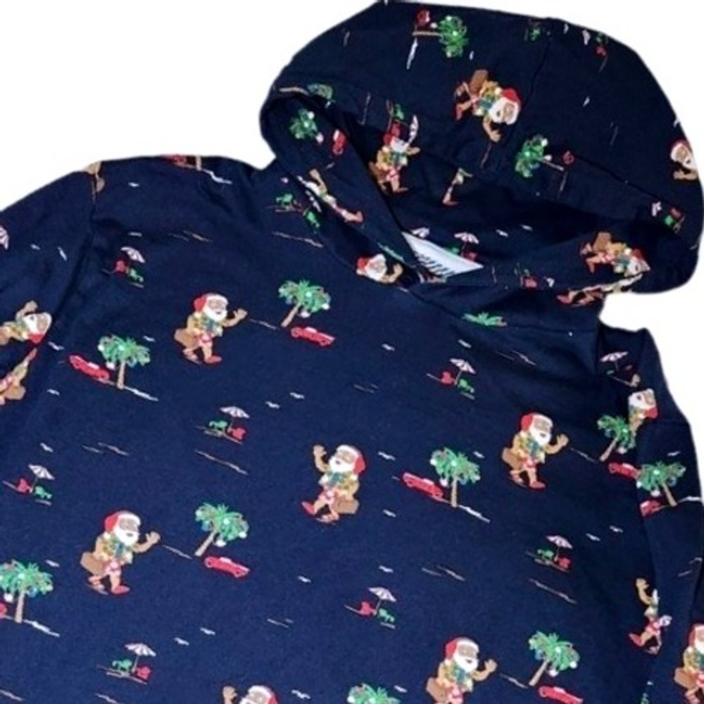 Holiday Santa Hawaiian Christmas Hoodie Novelty Print Fun‎ Hooded Top